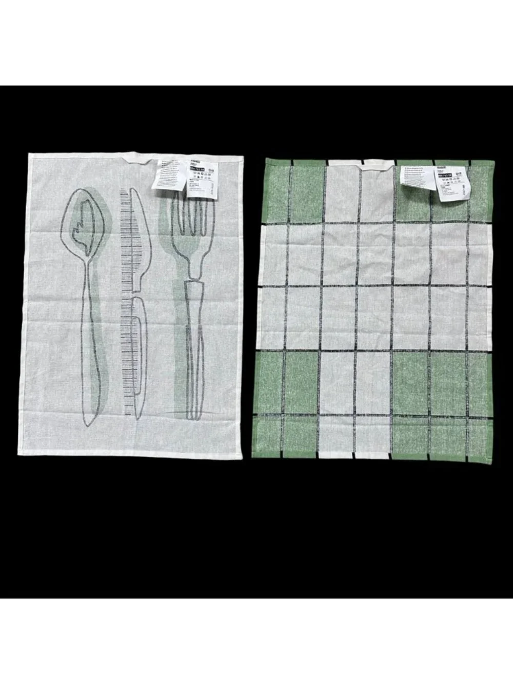 Ikea Rinnig Kitchen Towels Green White Set Of Two Cotton Kitschy Retro